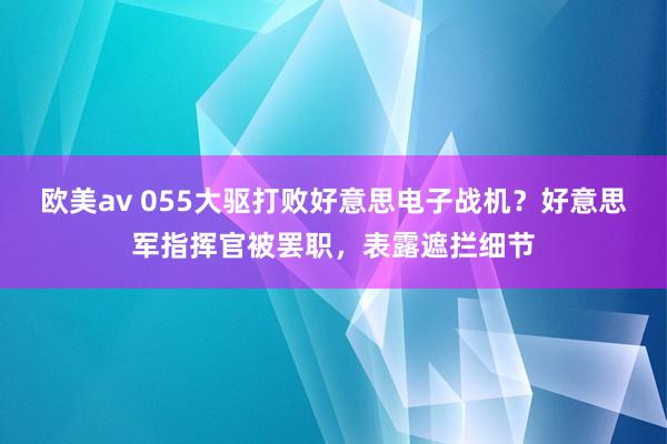 欧美av 055大驱打败好意思电子战机？好意思军指挥官被罢职，表露遮拦细节