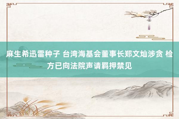 麻生希迅雷种子 台湾海基会董事长郑文灿涉贪 检方已向法院声请羁押禁见