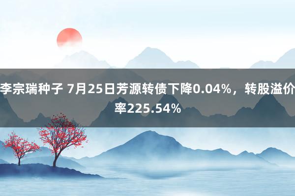 李宗瑞种子 7月25日芳源转债下降0.04%，转股溢价率225.54%