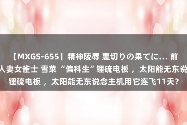 【MXGS-655】精神陵辱 裏切りの果てに… 前編 ～義兄との関係～ 人妻女雀士 雪菜 “偏科生”锂硫电板 ，太阳能无东说念主机用它连飞11天？