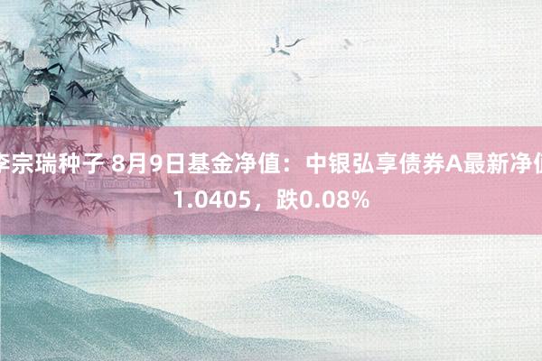 李宗瑞种子 8月9日基金净值：中银弘享债券A最新净值1.0405，跌0.08%