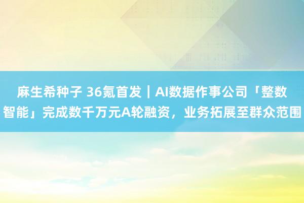 麻生希种子 36氪首发｜AI数据作事公司「整数智能」完成数千万元A轮融资，业务拓展至群众范围