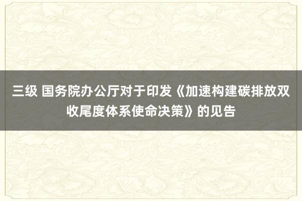 三级 国务院办公厅对于印发《加速构建碳排放双收尾度体系使命决策》的见告