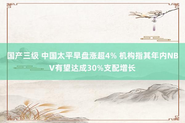 国产三级 中国太平早盘涨超4% 机构指其年内NBV有望达成30%支配增长