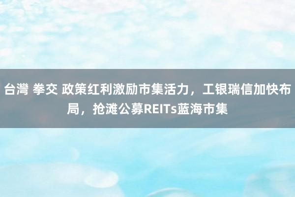 台灣 拳交 政策红利激励市集活力，工银瑞信加快布局，抢滩公募REITs蓝海市集