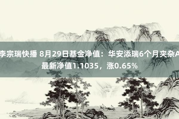 李宗瑞快播 8月29日基金净值：华安添瑞6个月夹杂A最新净值1.1035，涨0.65%