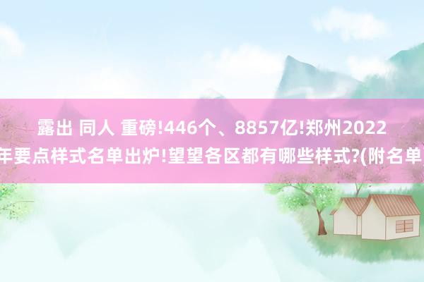 露出 同人 重磅!446个、8857亿!郑州2022年要点样式名单出炉!望望各区都有哪些样式?(附名单)