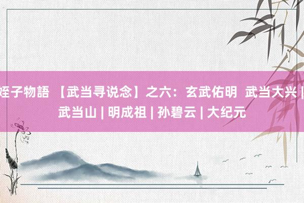 姪子物語 【武当寻说念】之六：玄武佑明  武当大兴 | 武当山 | 明成祖 | 孙碧云 | 大纪元