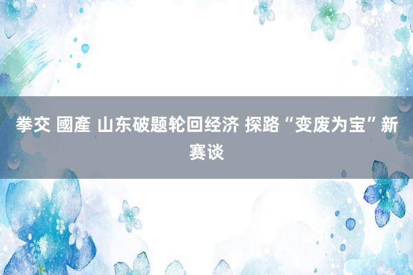 拳交 國產 山东破题轮回经济 探路“变废为宝”新赛谈